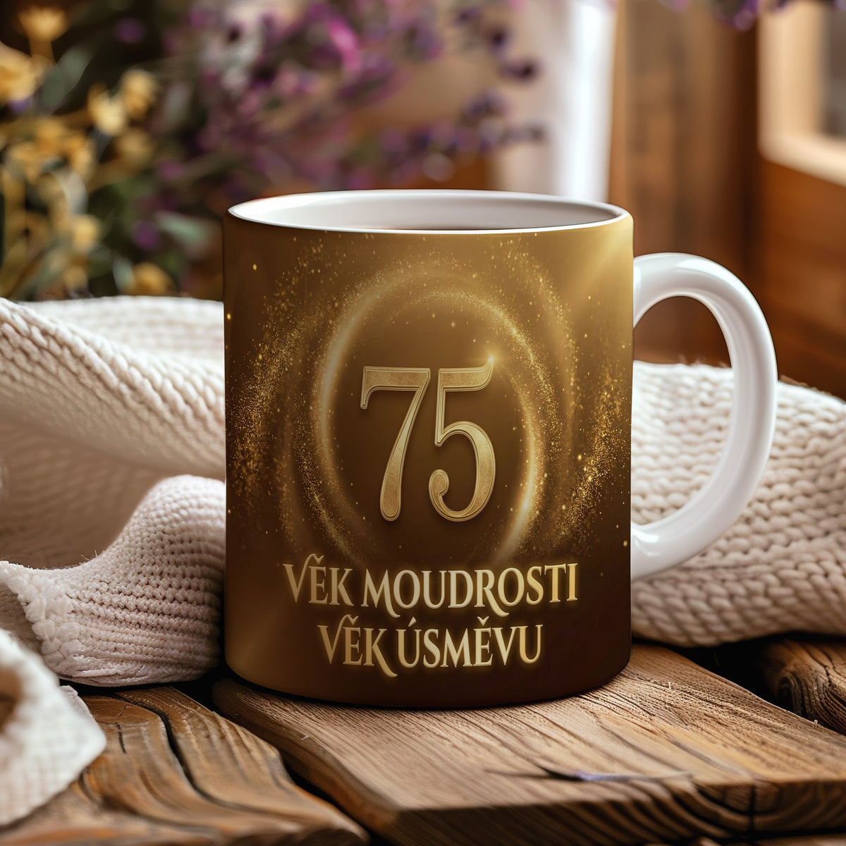 Narozeninový hrnek 75 let – VĚK MOUDROSTI VĚK ÚSMĚVU