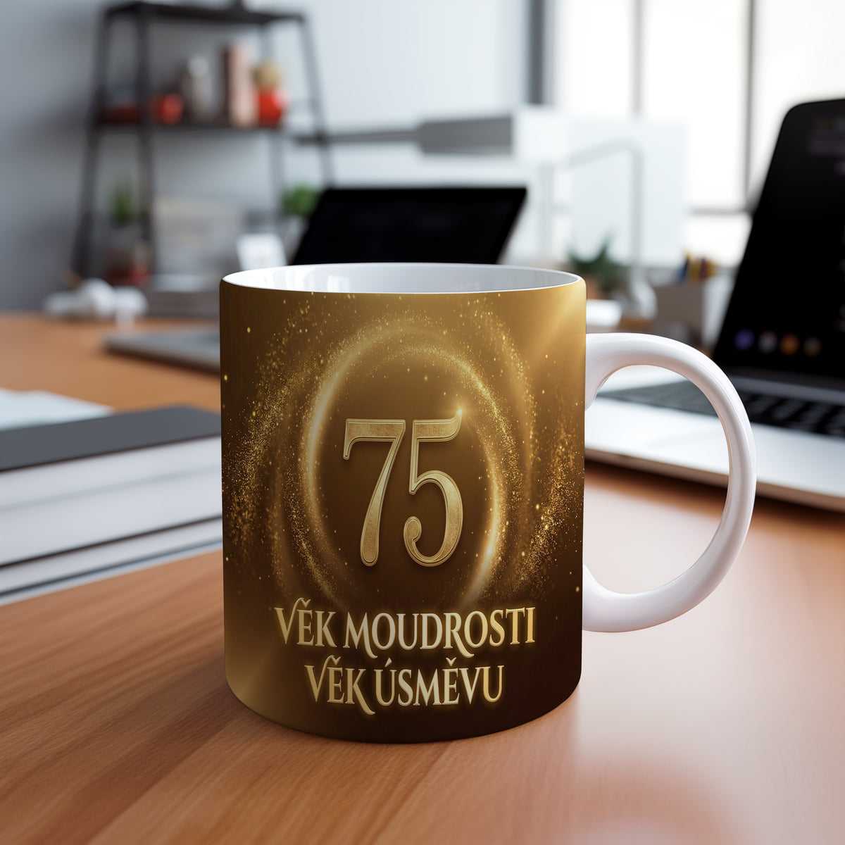 Narozeninový hrnek 75 let – VĚK MOUDROSTI VĚK ÚSMĚVU