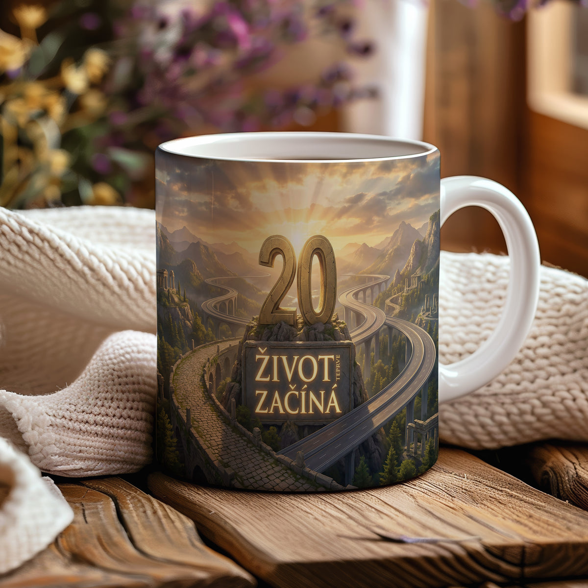 Narozeninový hrnek 20 let – ŽIVOT TEPRVE ZAČÍNÁ