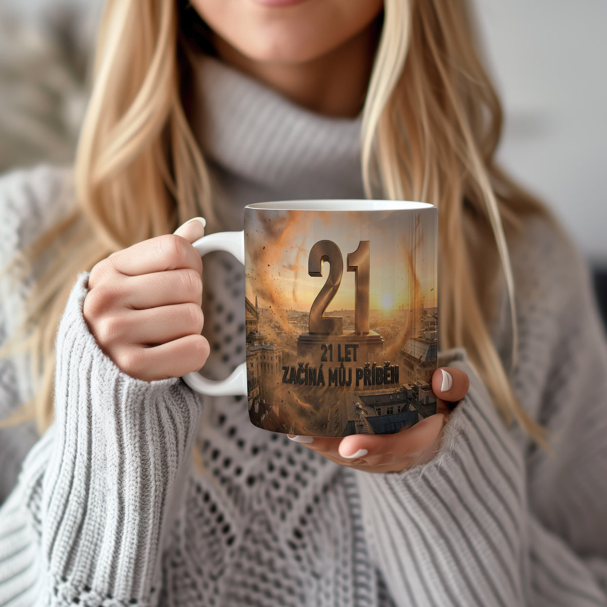 Narozeninový hrnek 21 let – 21 LET ZAČÍNÁ MŮJ PŘÍBĚH
