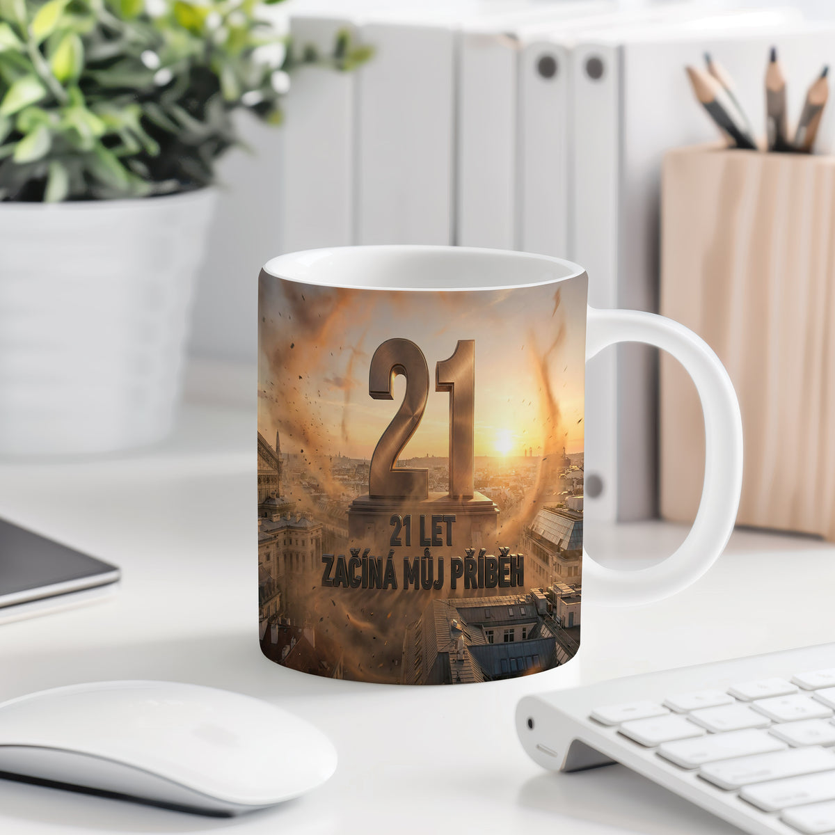 Narozeninový hrnek 21 let – 21 LET ZAČÍNÁ MŮJ PŘÍBĚH