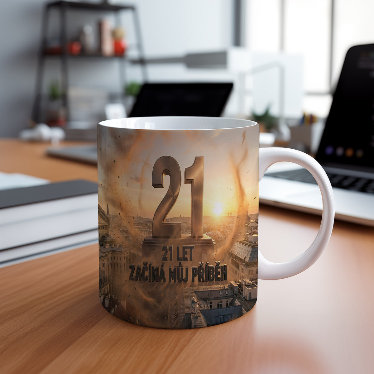 Narozeninový hrnek 21 let – 21 LET ZAČÍNÁ MŮJ PŘÍBĚH