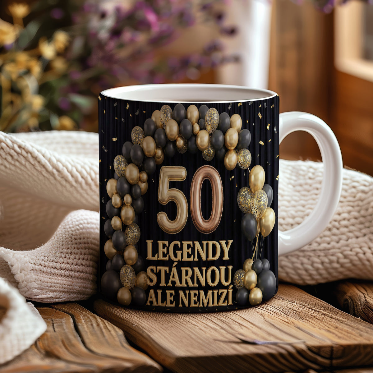 Narozeninový hrnek 50 let – LEGENDY STÁRNOU ALE NEMIZÍ