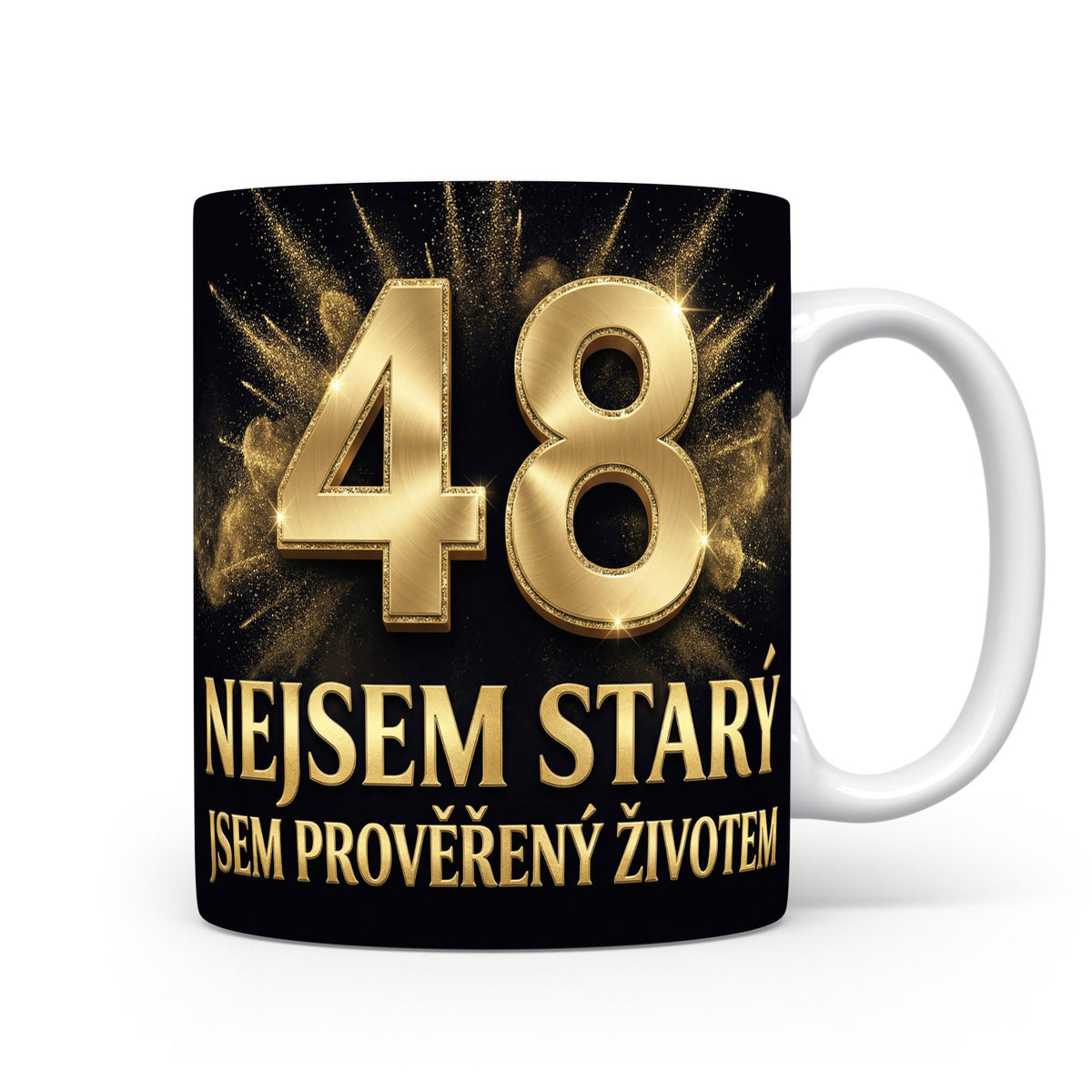Narozeninový hrnek s číslem 48 a sloganem