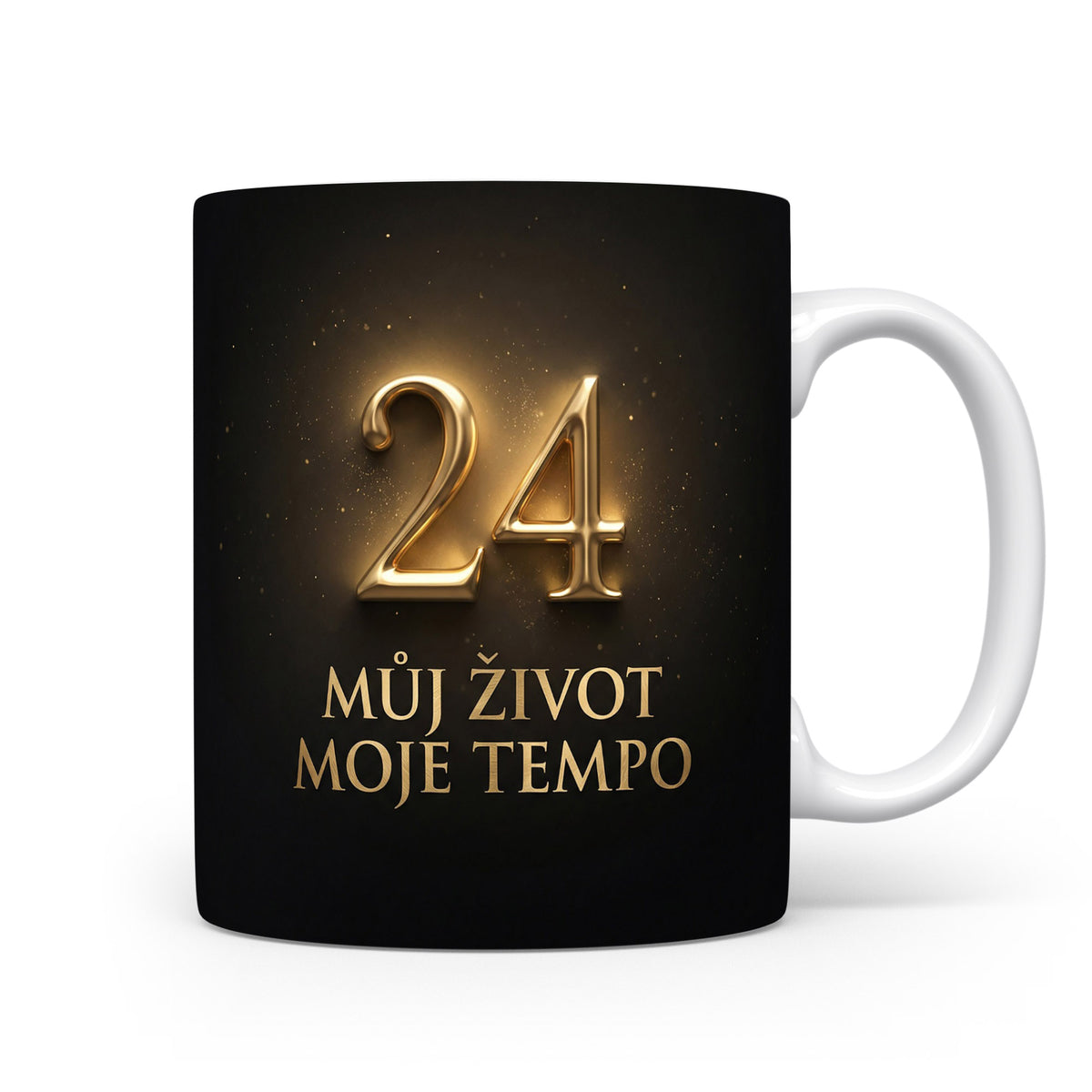 Narozeninový hrnek s číslem 24 a sloganem.