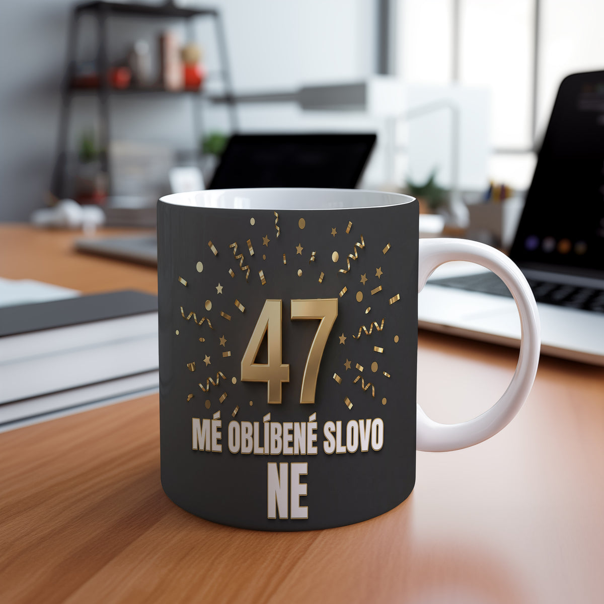 Narozeninový hrnek 47 let – MÉ OBLÍBENÉ SLOVO NE