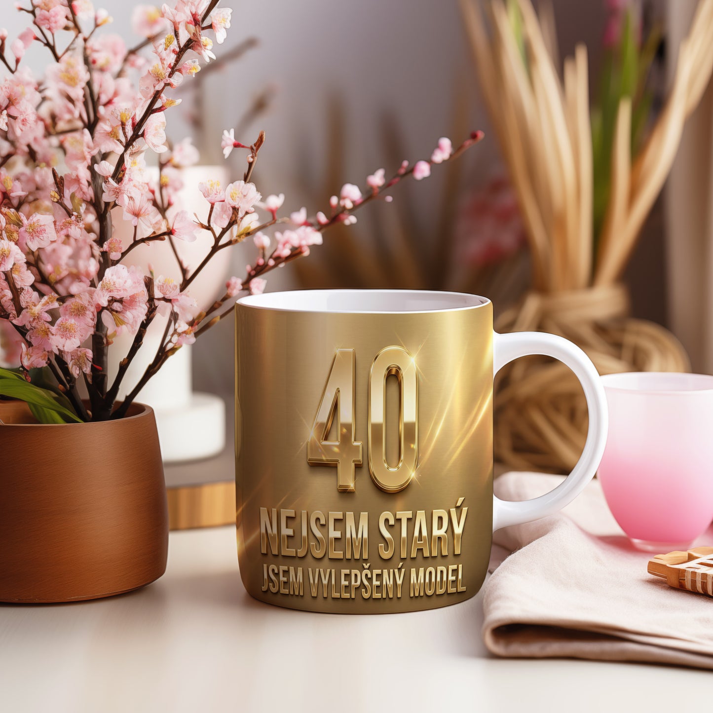 Narozeninový hrnek 40 let – NEJSEM STARÝ, JSEM VYLEPŠENÝ MODEL