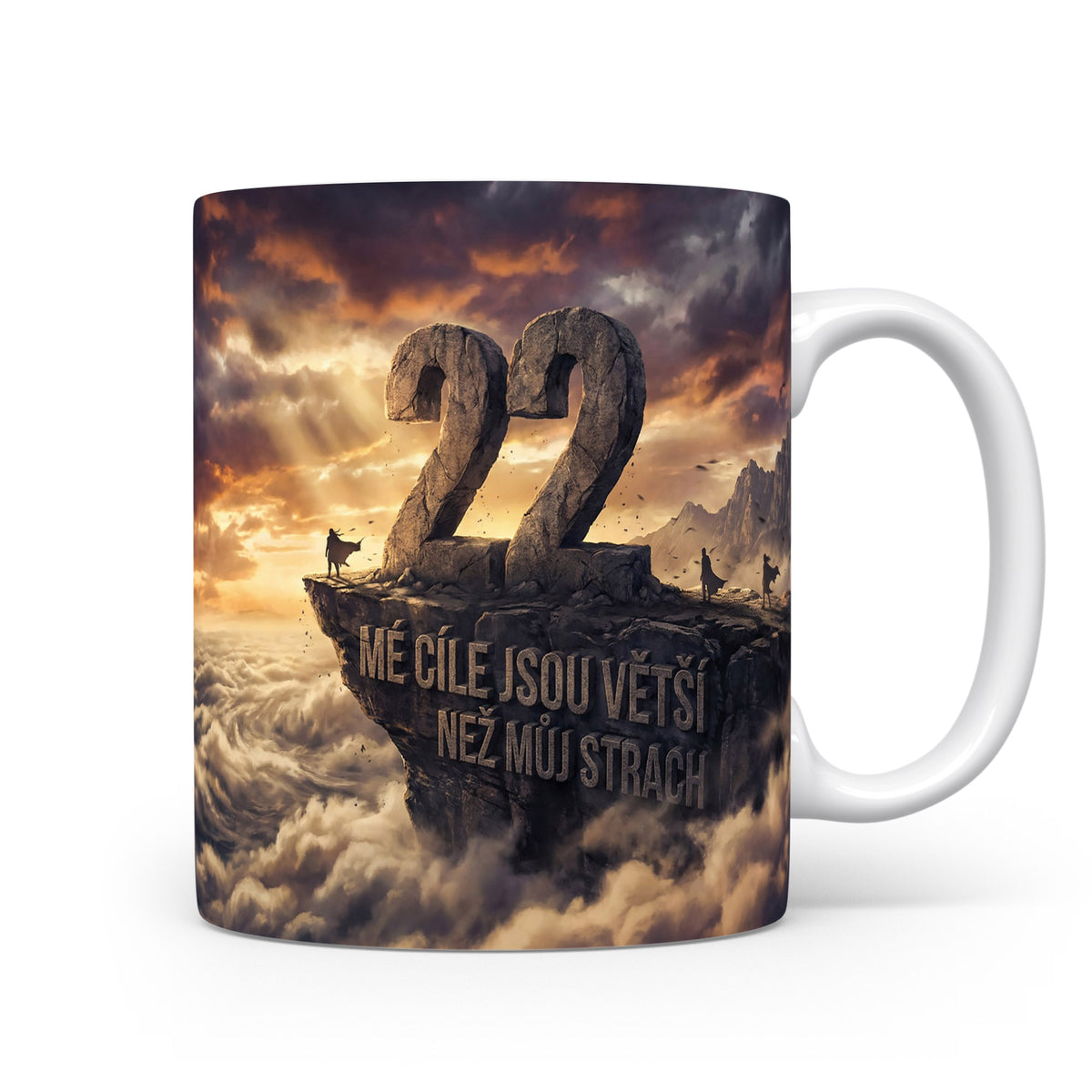 Hrnček s číslem 22 a motivačním sloganem