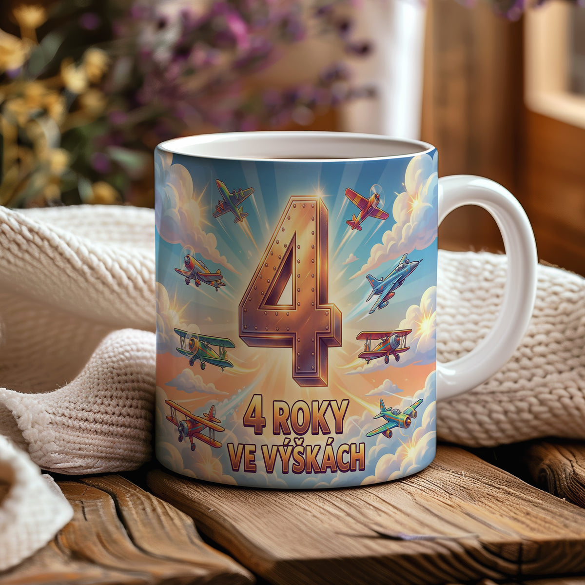 Narozeninový hrnek 4 roky – 4 ROKY VE VÝŠKÁCH