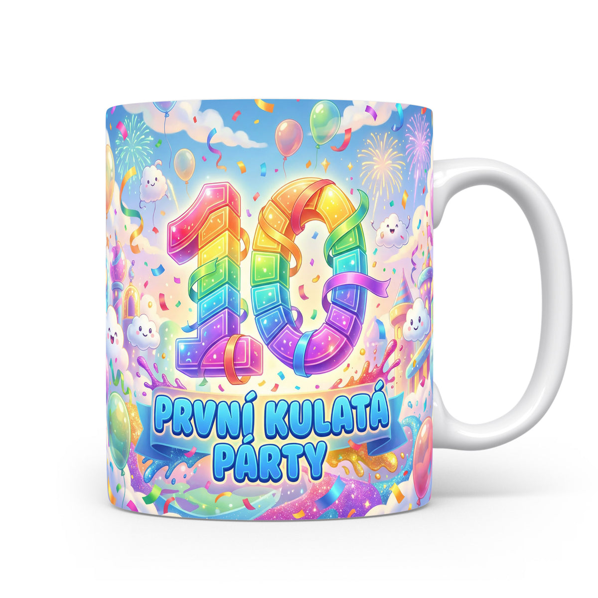 Hrnček s číslem 10 a nápisem První kulatá party