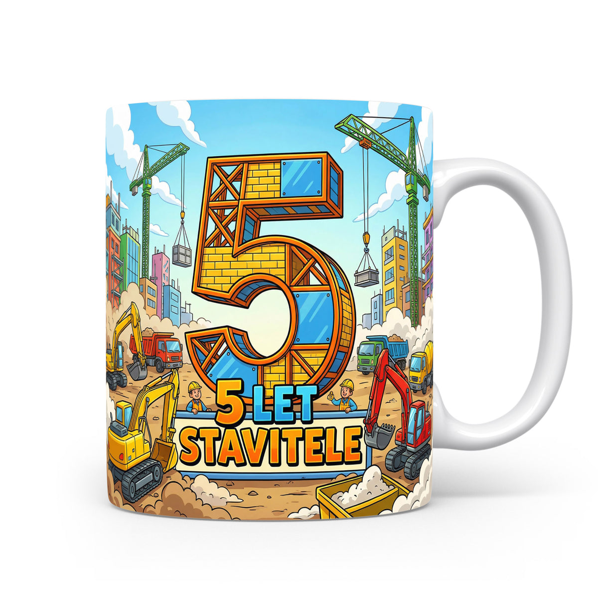 Hrnček s motivem stavitele a číslem 5