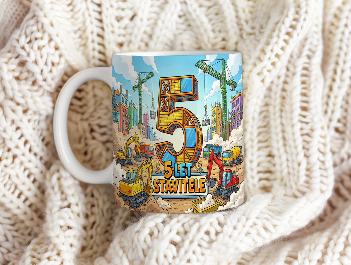 Narozeninový hrnek 5 let – 5 LET STAVITELE