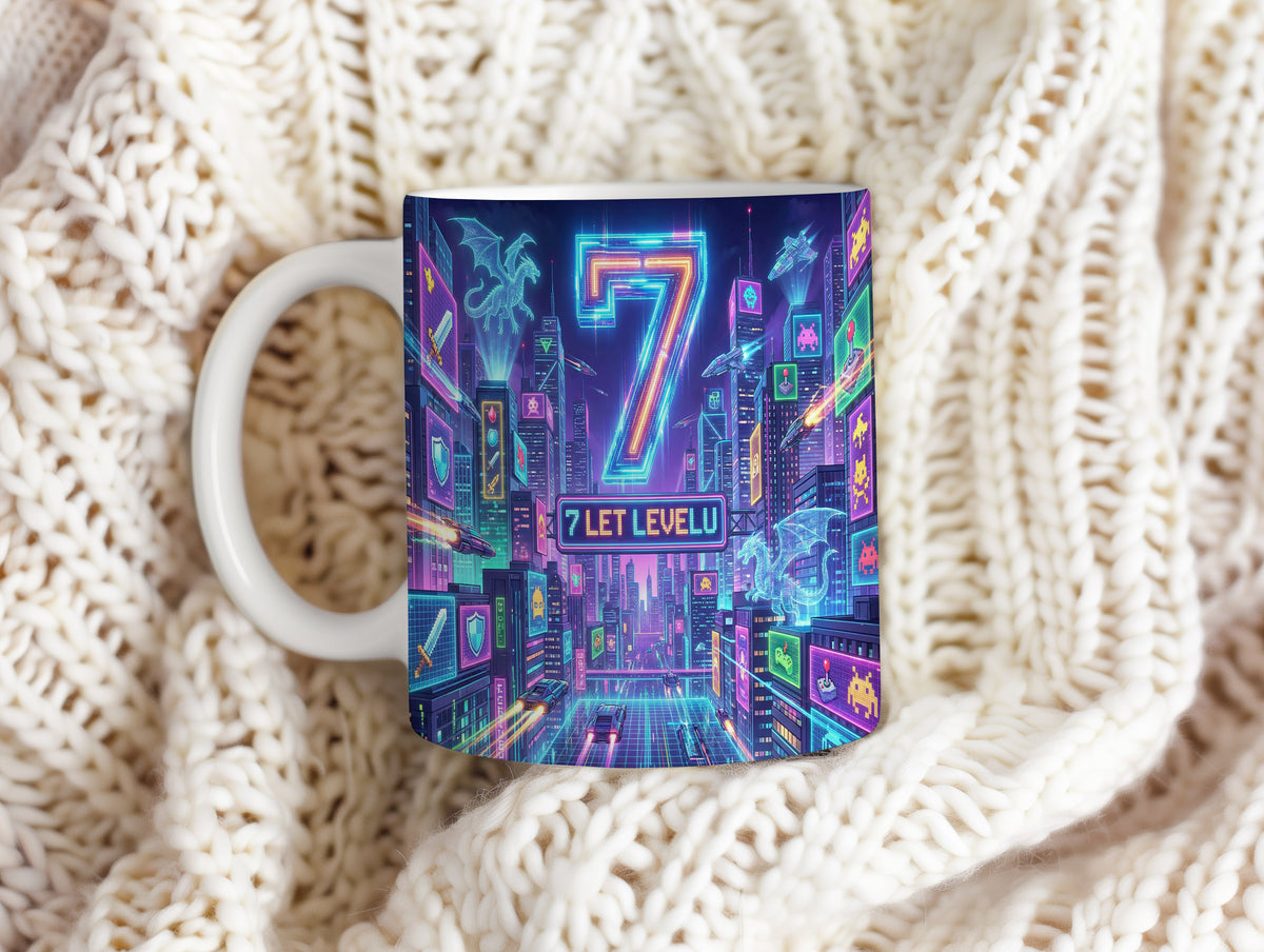 Narozeninový hrnek 7 let – 7 LET LEVELU