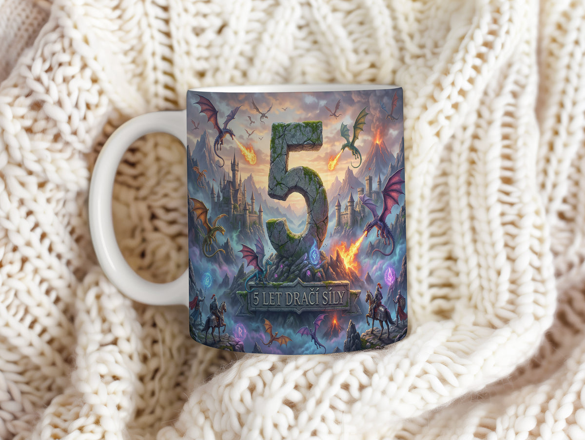 Narozeninový hrnek 5 let – 5 LET DRAČÍ SÍLY