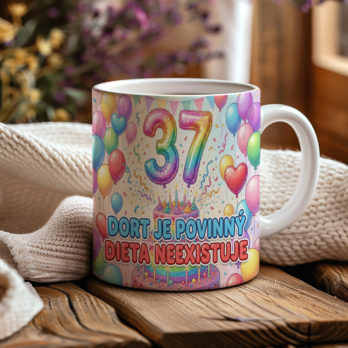 Narozeninový hrnek 37 let – DORT JE POVINNÝ, DIETA NEEXISTUJE
