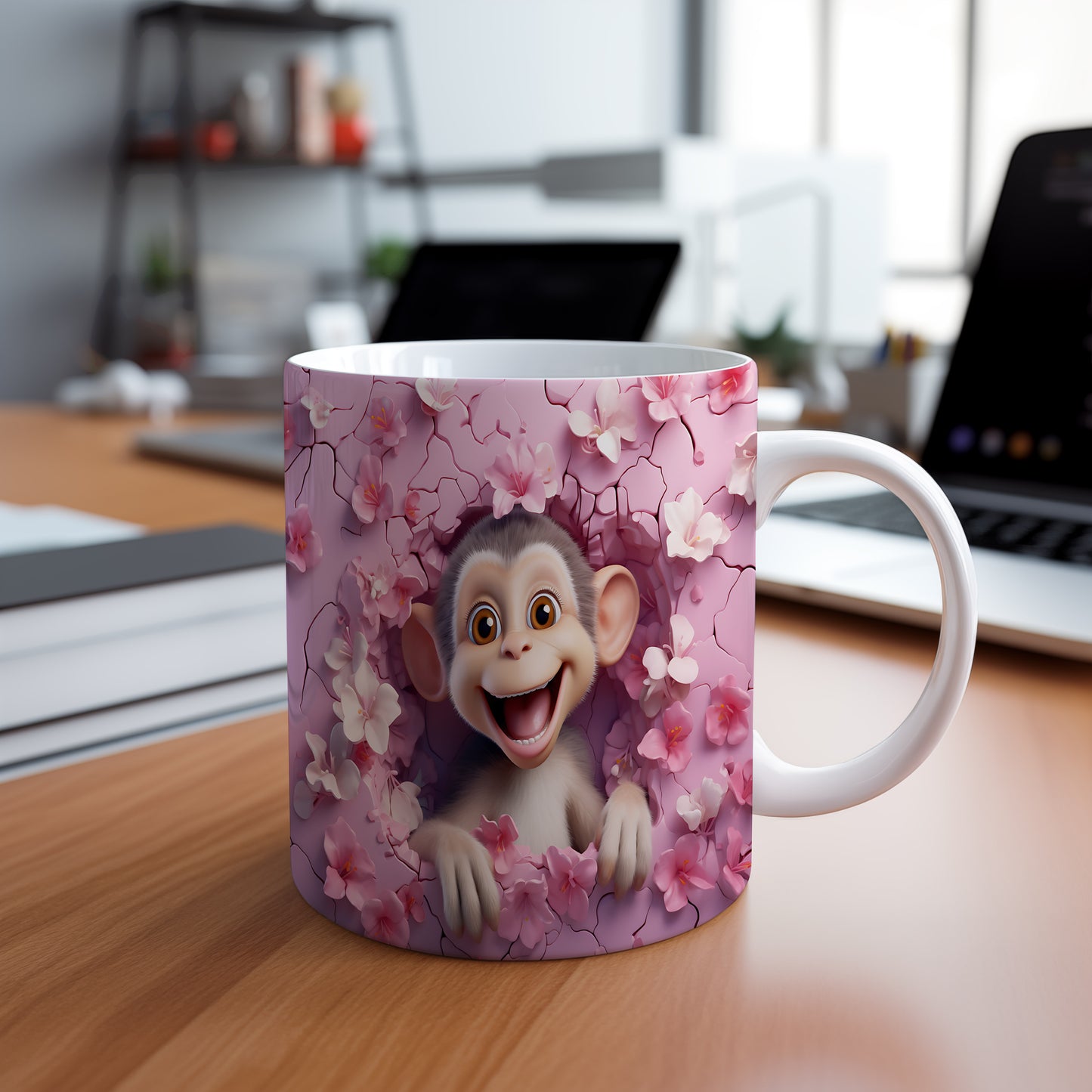Hrnek s usměvavým opičákem