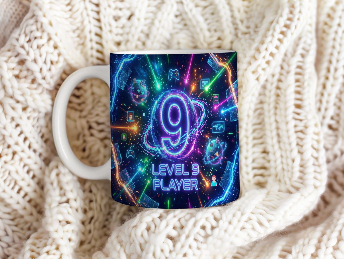 Narozeninový hrnek 9 let – LEVEL 9 PLAYER