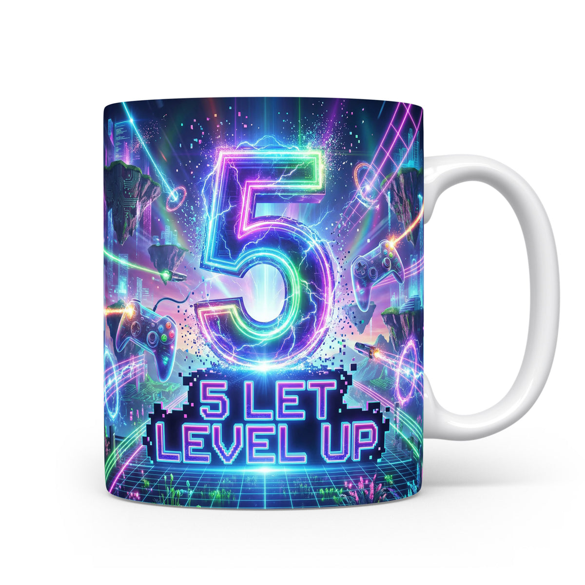 Herní hrnek s nápisem 5 LET LEVEL UP