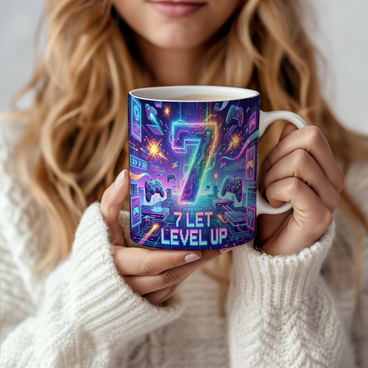 Narozeninový hrnek 7 let – 7 LET LEVEL UP