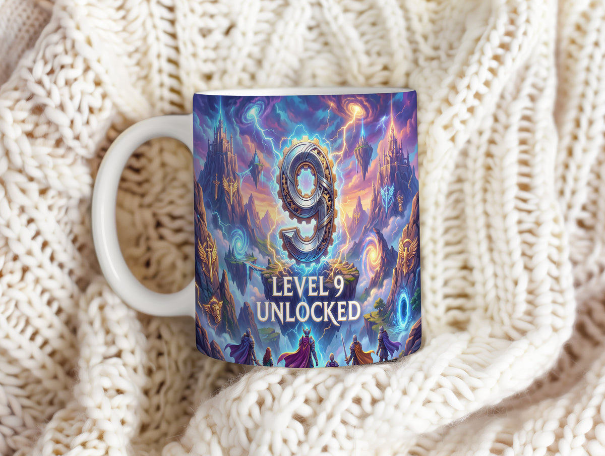 Narozeninový hrnek 9 let – LEVEL 9 UNLOCKED