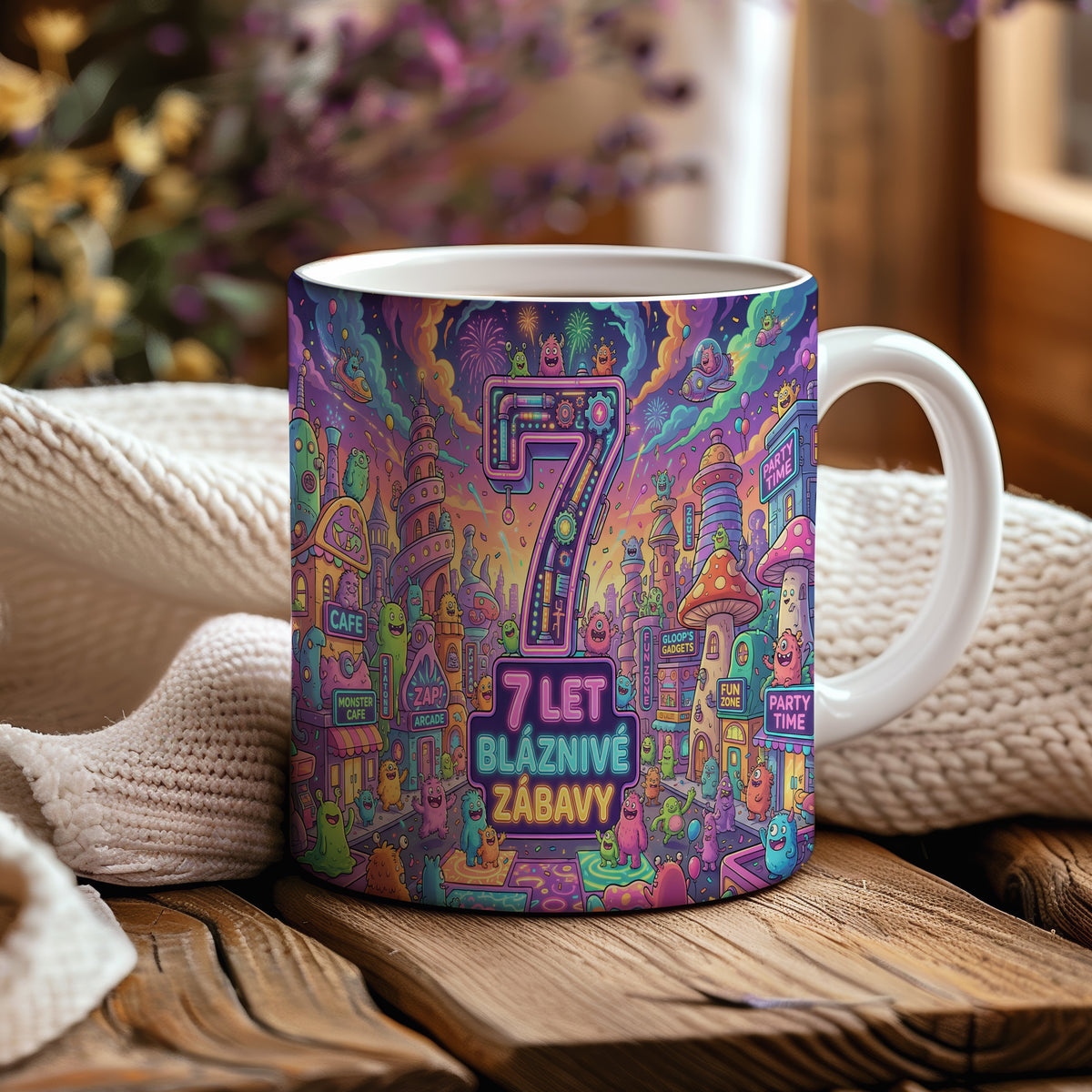 Narozeninový hrnek 7 let – 7 LET BLÁZNIVÉ ZÁBAVY