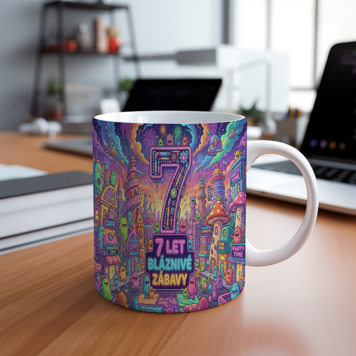 Narozeninový hrnek 7 let – 7 LET BLÁZNIVÉ ZÁBAVY