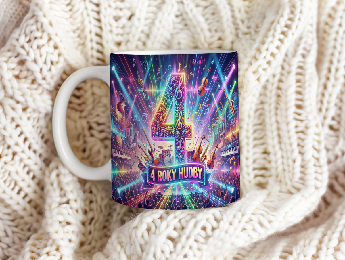 Narozeninový hrnek 4 roky – 4 ROKY HUDBY