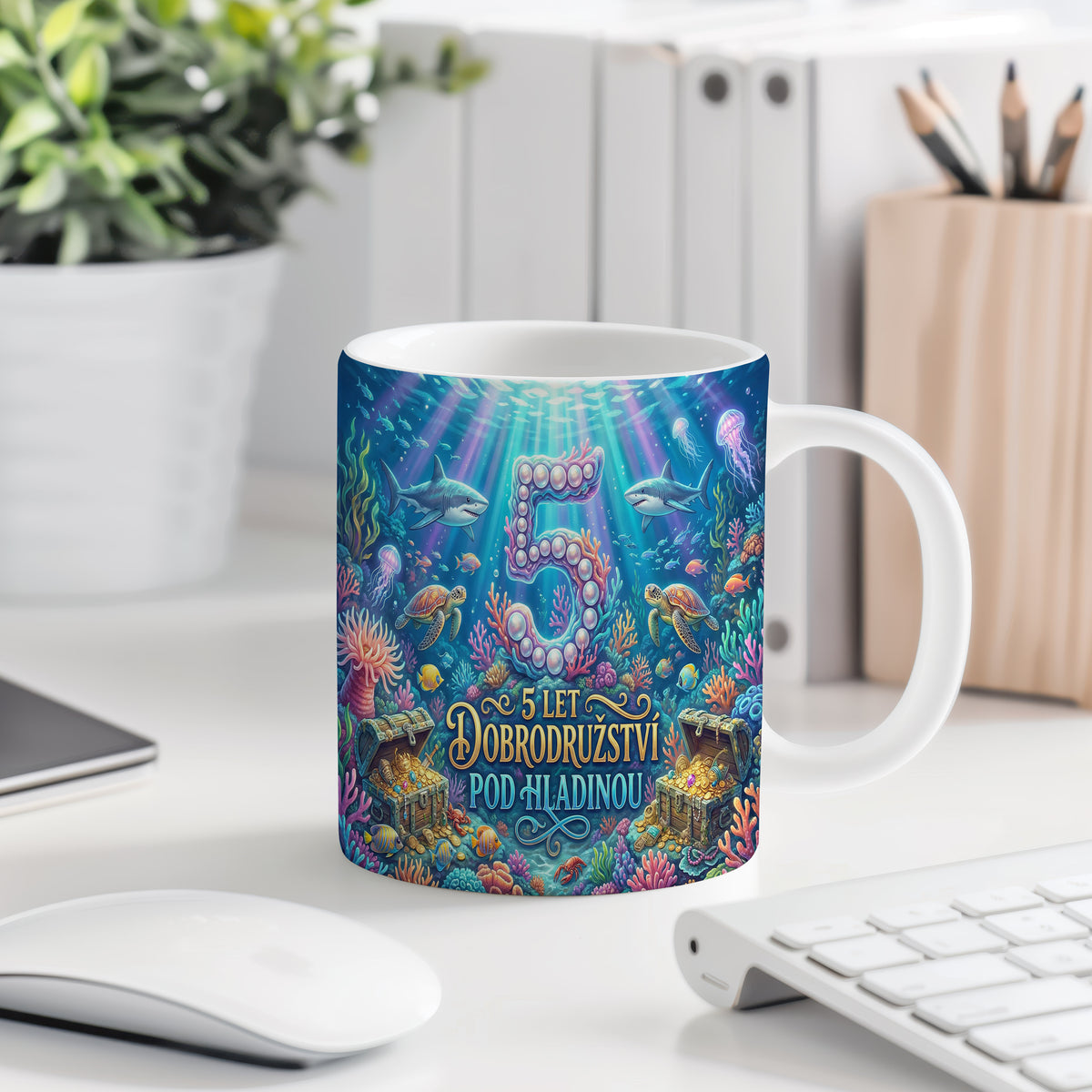 Narozeninový hrnek 5 let – 5 LET DOBRODRUŽSTVÍ POD HLADINOU
