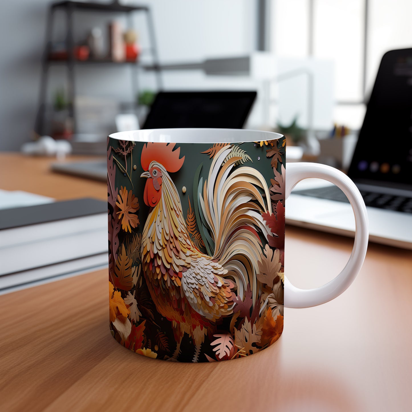 Hrnek s barevným kohoutem – výrazným designem