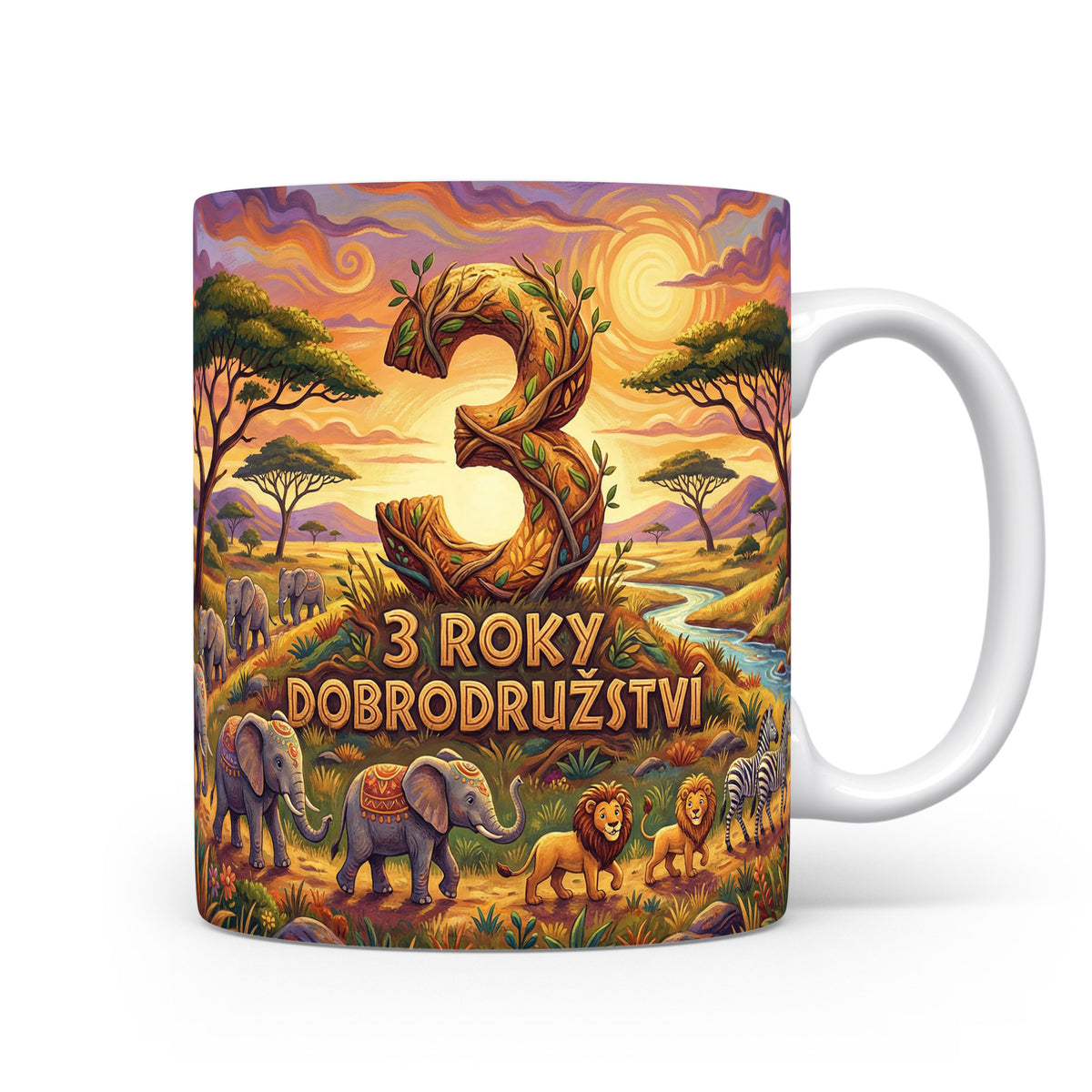 Hrnček s motivem safari a číslem 3