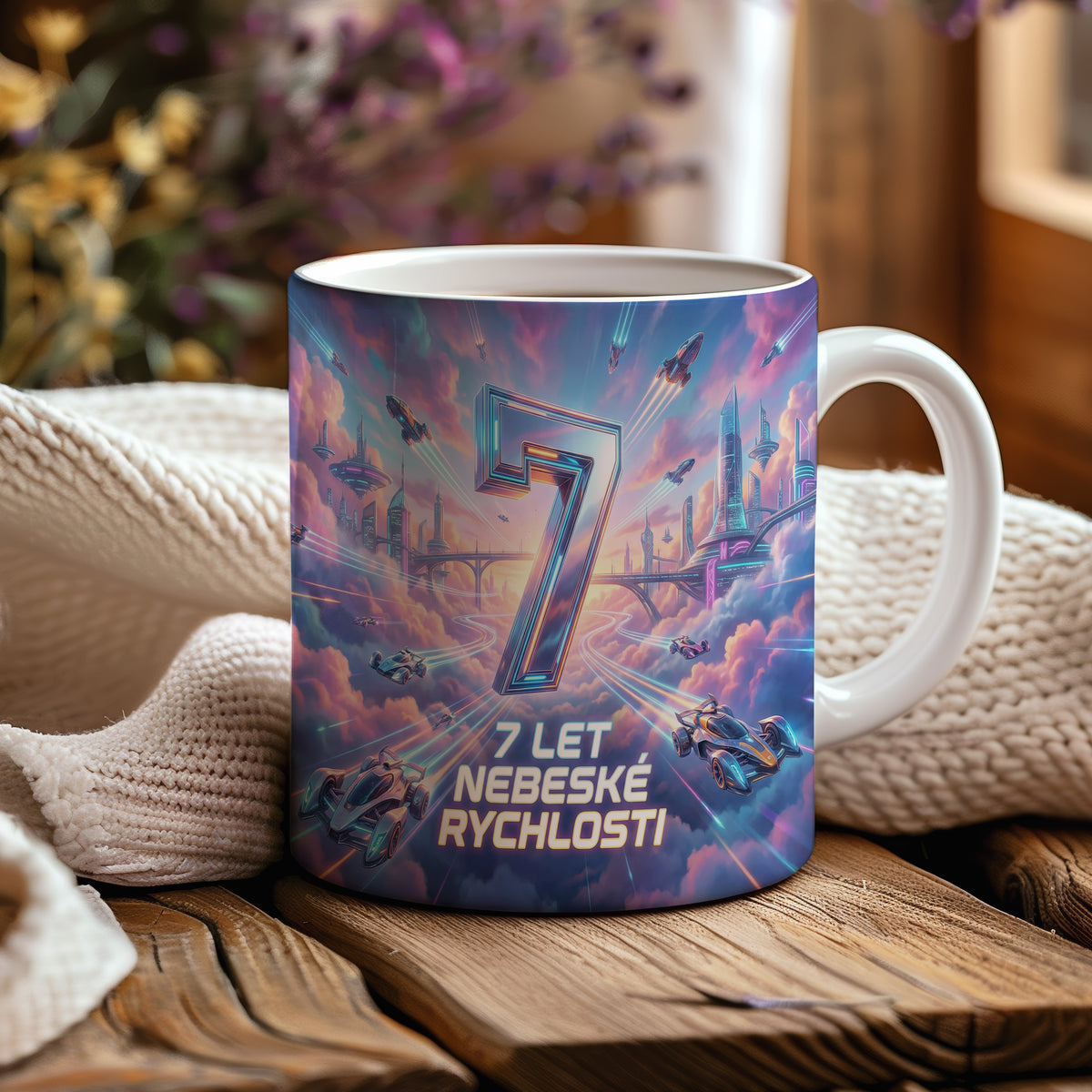 Narozeninový hrnek 7 let – 7 LET NEBESKÉ RYCHLOSTI