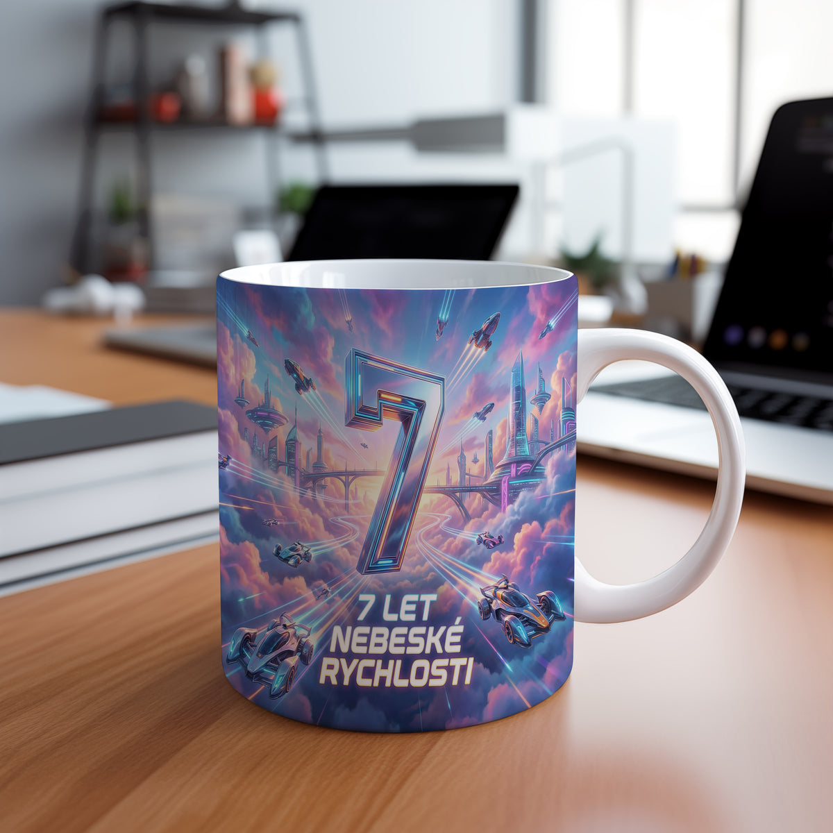 Narozeninový hrnek 7 let – 7 LET NEBESKÉ RYCHLOSTI