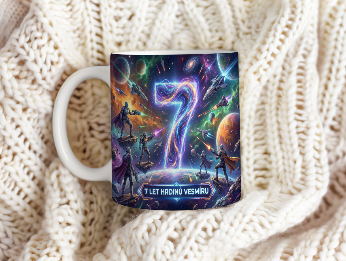 Narozeninový hrnek 7 let – 7 LET HRDINŮ VESMÍRU