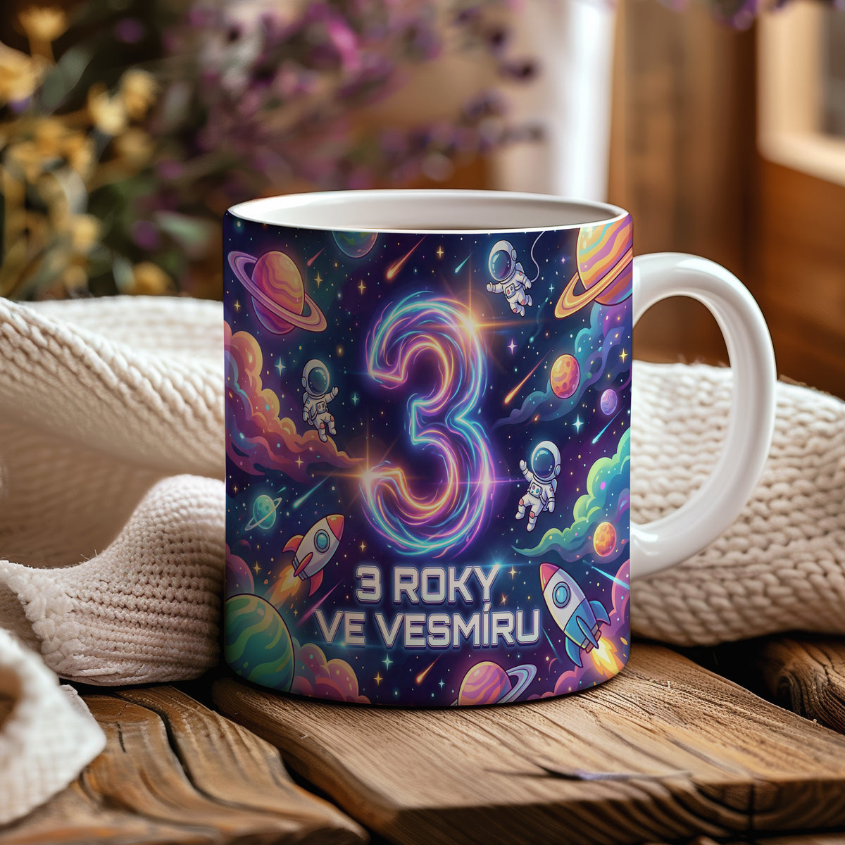 Narozeninový hrnek 3 roky – 3 ROKY VE VESMÍRU