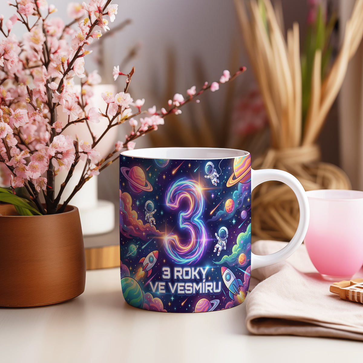 Narozeninový hrnek 3 roky – 3 ROKY VE VESMÍRU