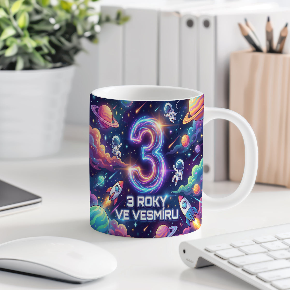 Narozeninový hrnek 3 roky – 3 ROKY VE VESMÍRU
