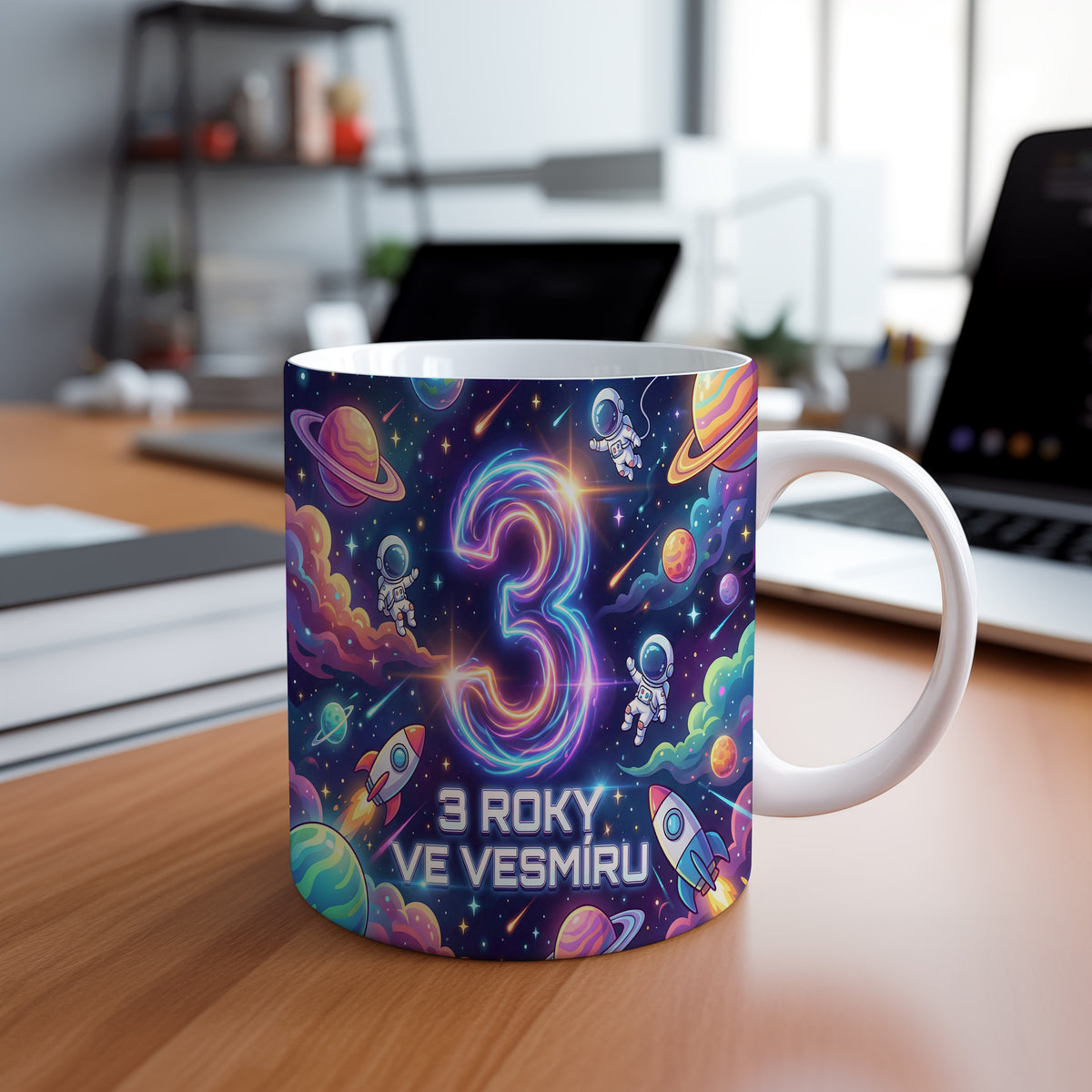 Narozeninový hrnek 3 roky – 3 ROKY VE VESMÍRU