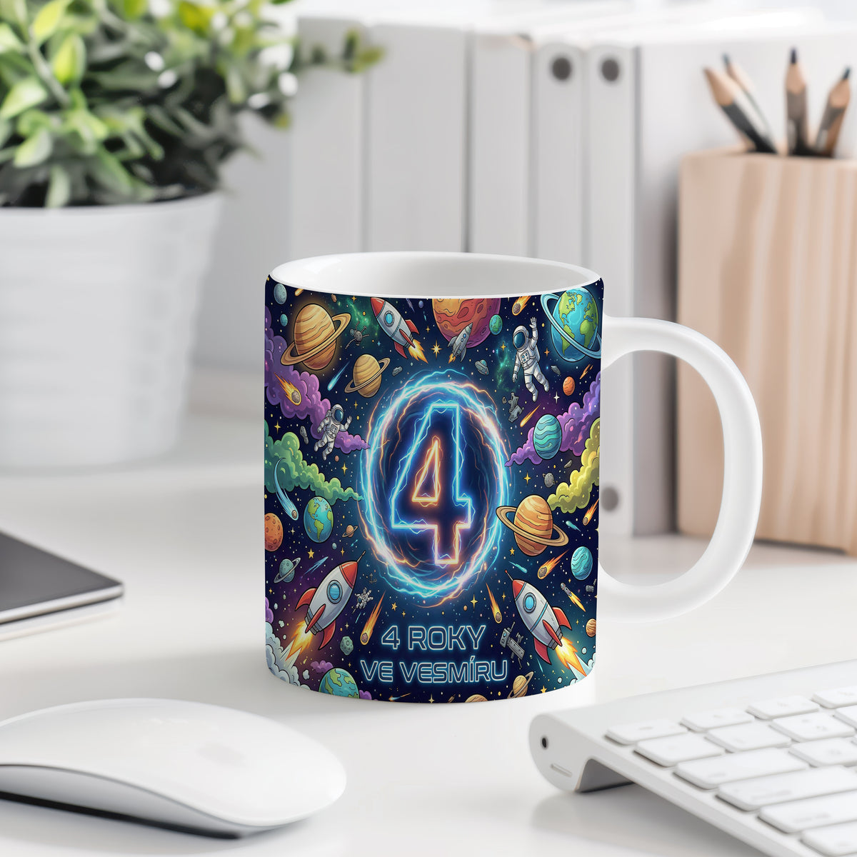 Narozeninový hrnek 4 roky – 4 ROKY VE VESMÍRU