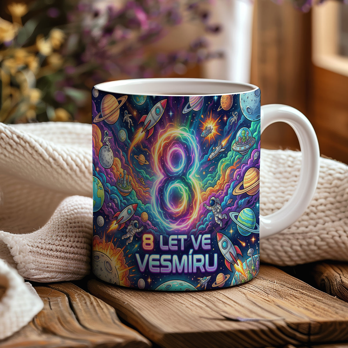 Narozeninový hrnek 8 let – 8 LET VE VESMÍRU