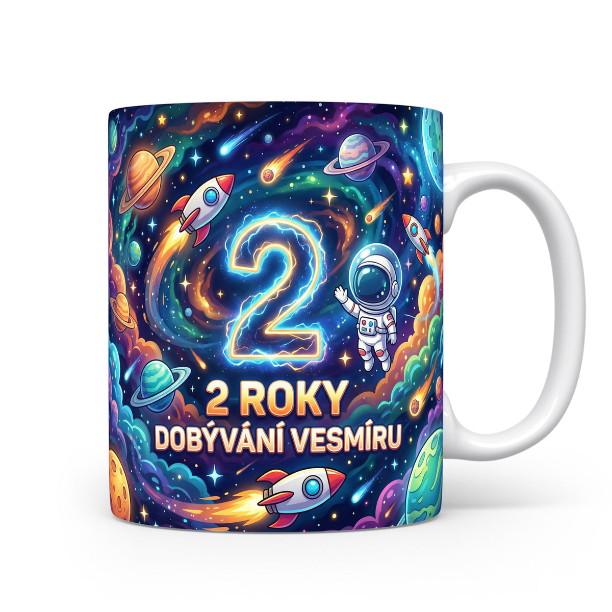 Hrnček s motivem vesmíru a číslem 2