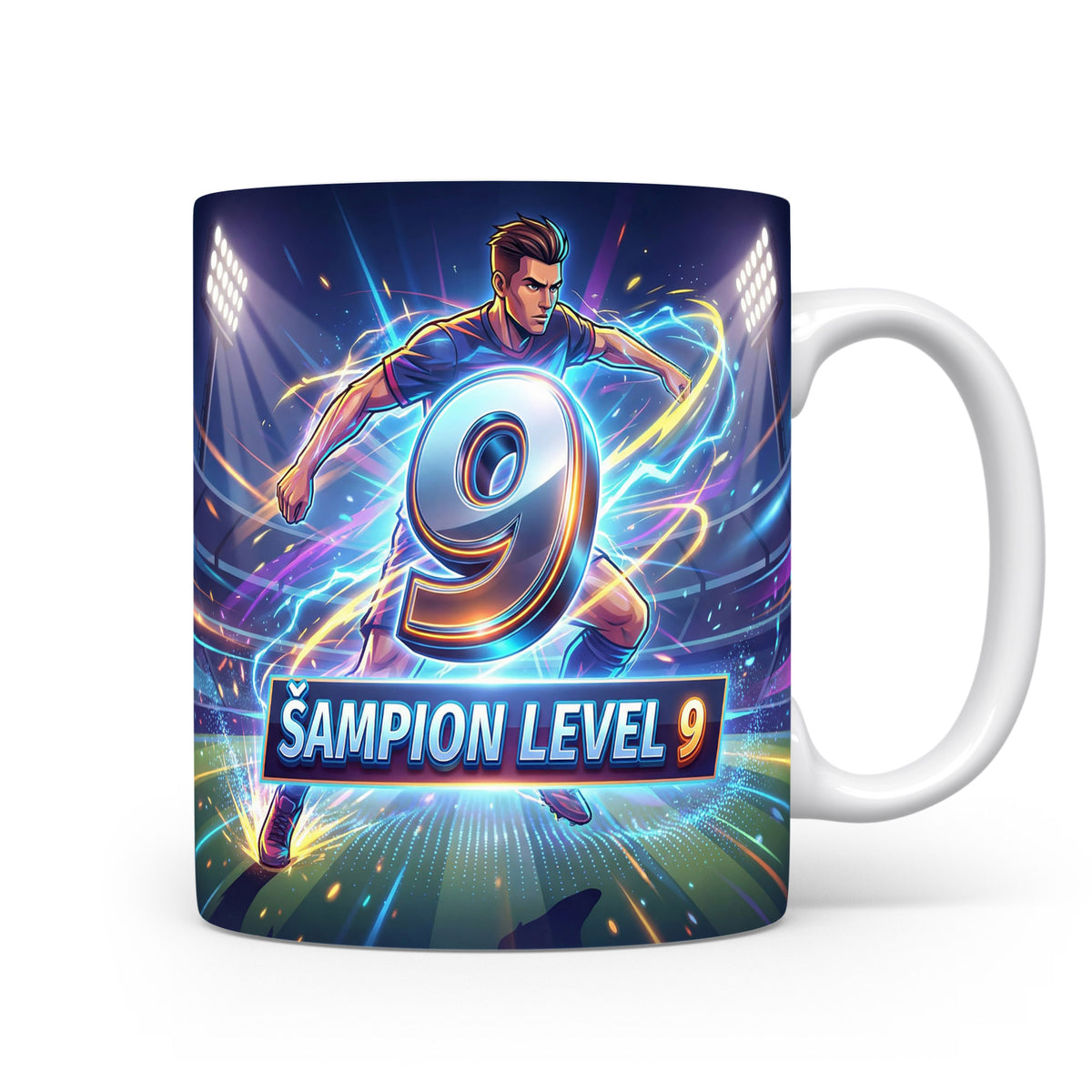 Hrnček s číslem 9 a nápisem Šampion Level 9