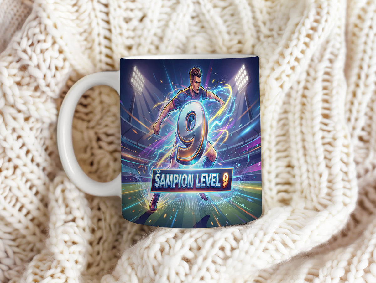 Narozeninový hrnek 9 let – ŠAMPION LEVEL 9