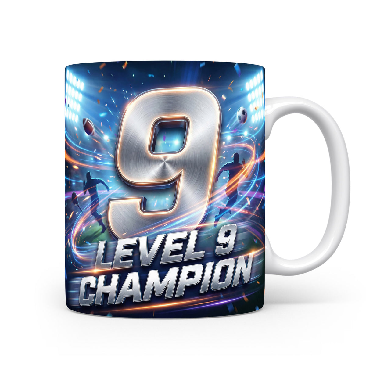 Hrnek s nápisem LEVEL 9 CHAMPION