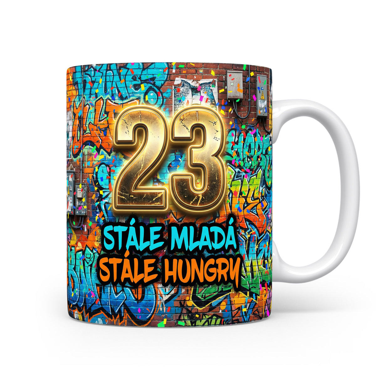 Narozeninový hrnek s graffiti designem