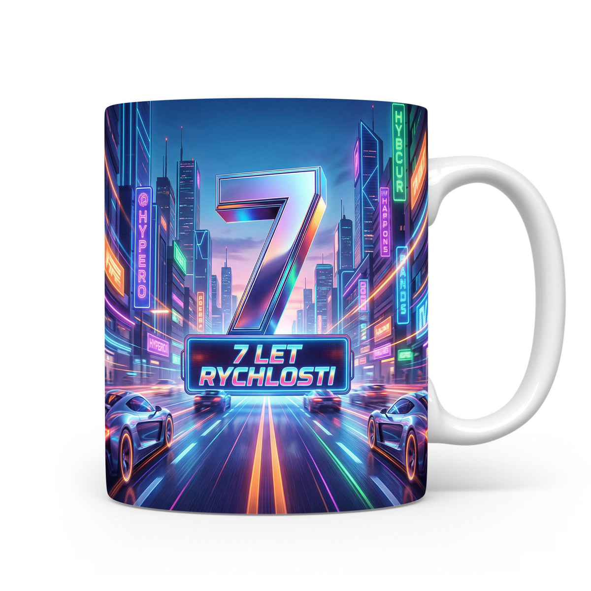 Hrnček s motivem 7 let rychlosti