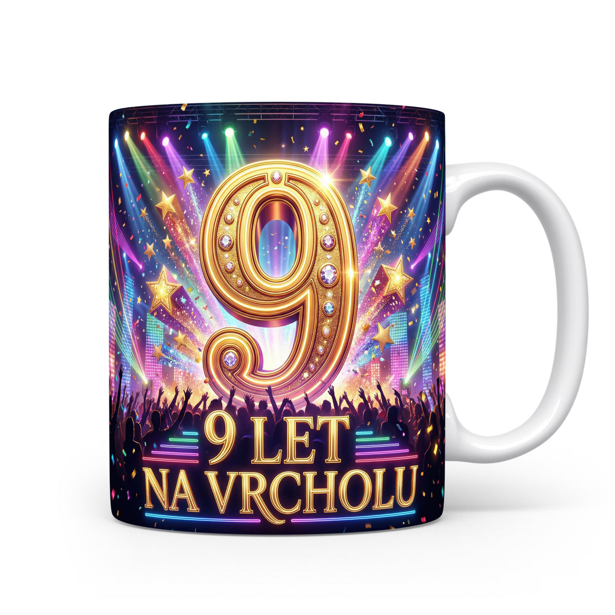 Hrnček s nápisem 9 let na vrcholu
