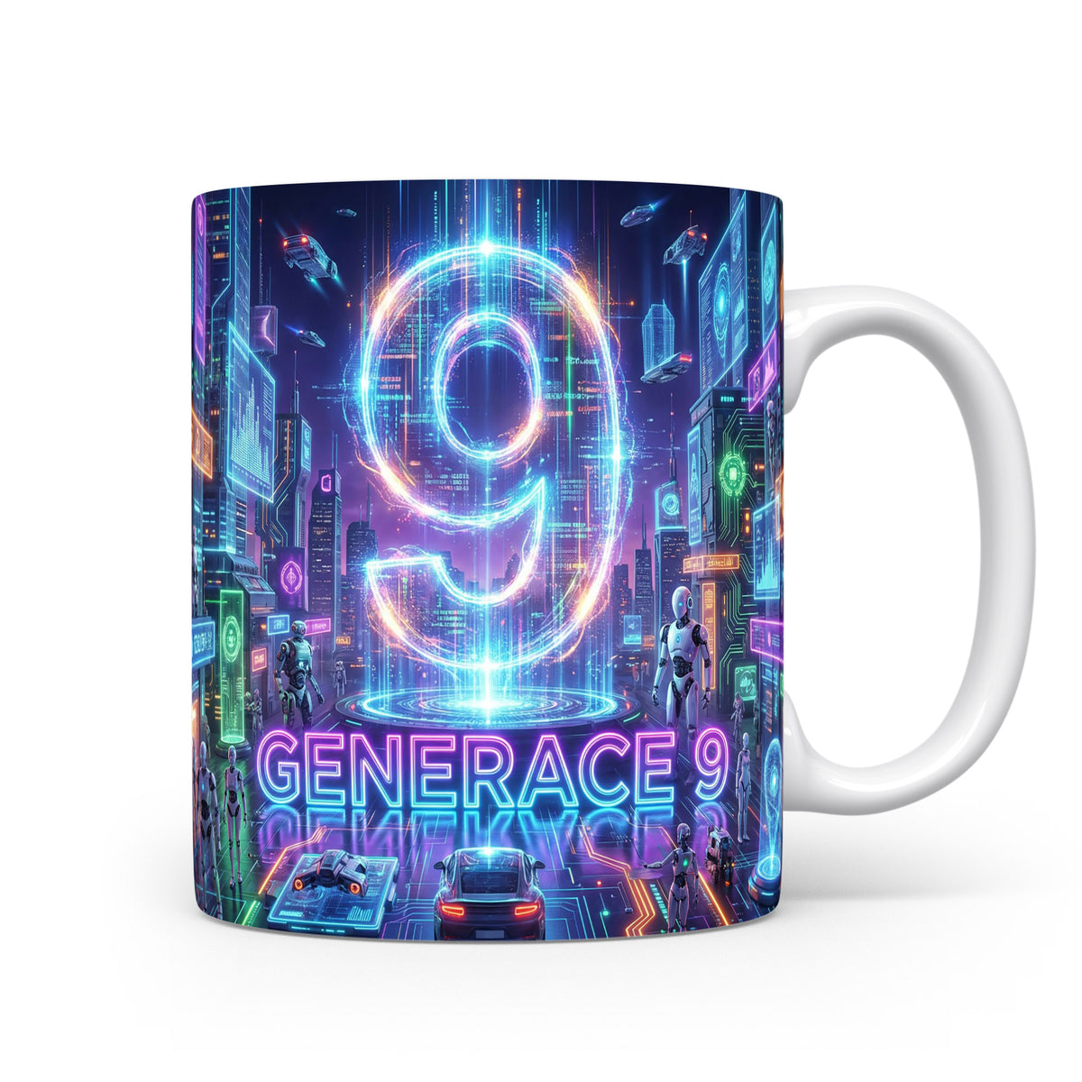 Hrnček s číslem 9 a futuristickým designem