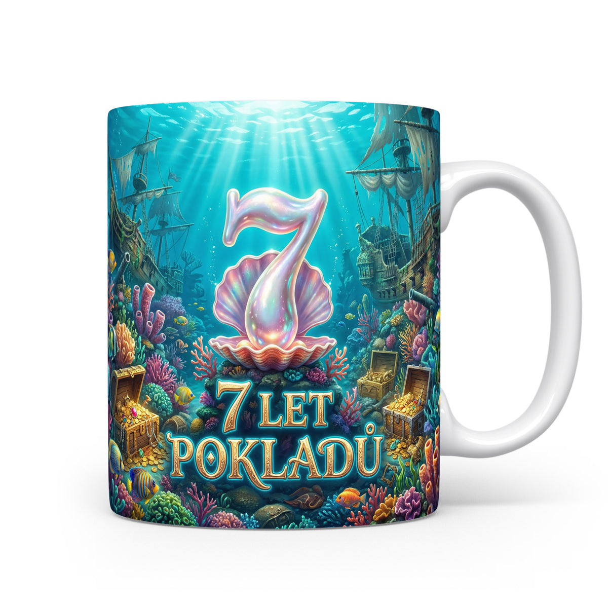 Hrnček s motivem pokladů pro 7. narozeniny