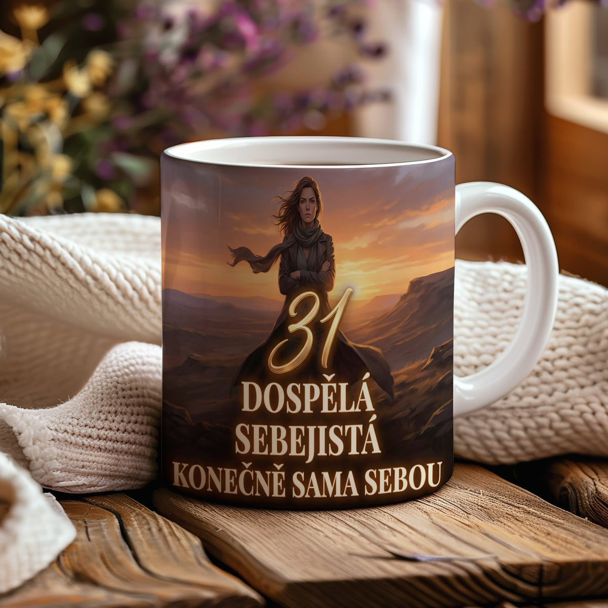 Narozeninový hrnek 31 let – DOSPĚLÁ SEBEJISTÁ KONEČNĚ SAMA SEBOU