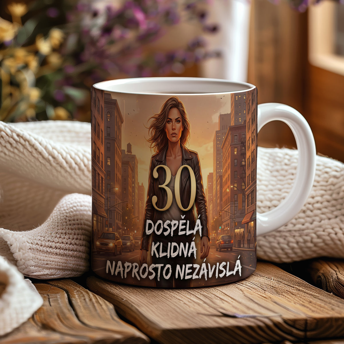 Narozeninový hrnek 30 let – DOSPĚLÁ KLIDNÁ NAPROSTO NEZÁVISLÁ